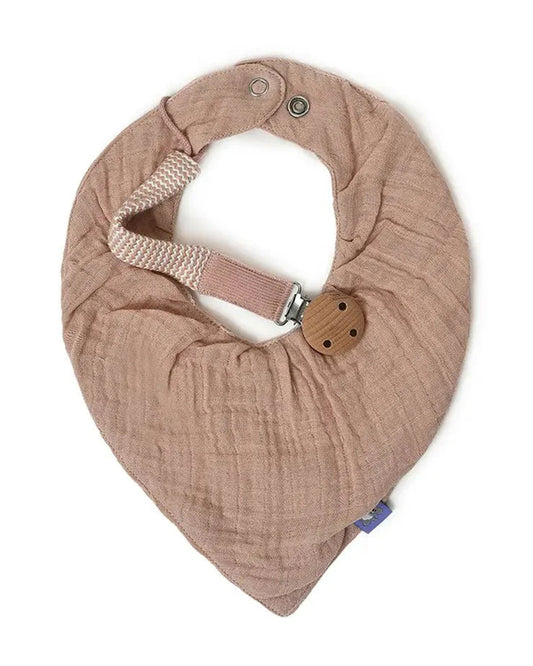 Mi Arcus Muslin Drool Bib Pacifier Band Set-Pink-0 to 3M