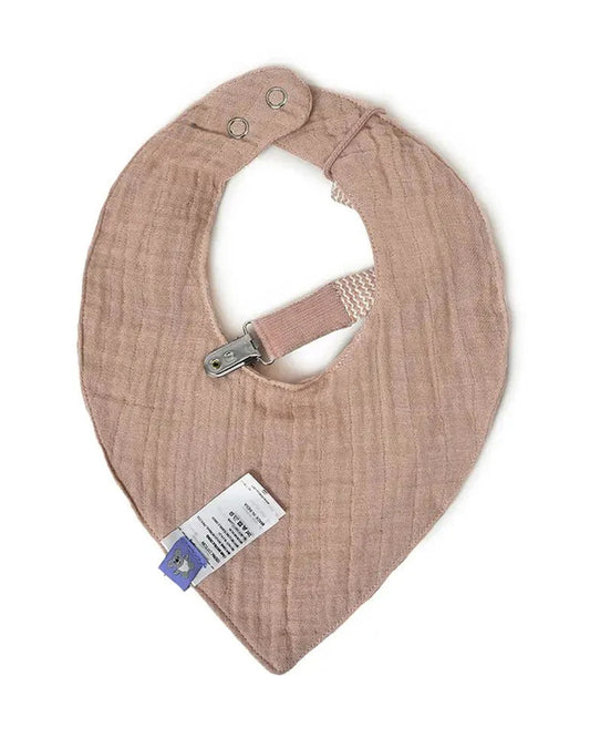 Mi Arcus Muslin Drool Bib Pacifier Band Set-Pink-0 to 3M