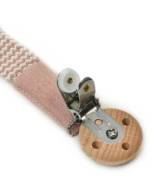 Mi Arcus Muslin Drool Bib Pacifier Band Set-Pink-0 to 3M