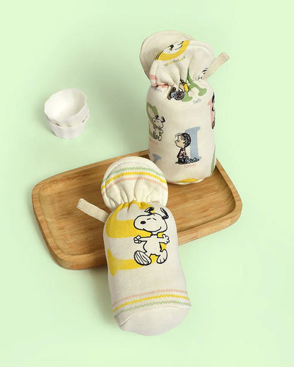 Mi Arcus Peanuts Ivory Bottle Cover-Pack of 2-Multicolor-0 to 12M