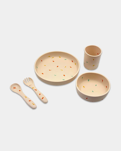 Mi Arcus Dinomite Silicone-Meal Set-Dinnerware Set-Pack of 5-Multicolor-6 to 48M