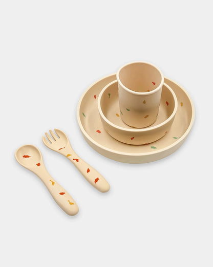 Mi Arcus Dinomite Silicone-Meal Set-Dinnerware Set-Pack of 5-Multicolor-6 to 48M