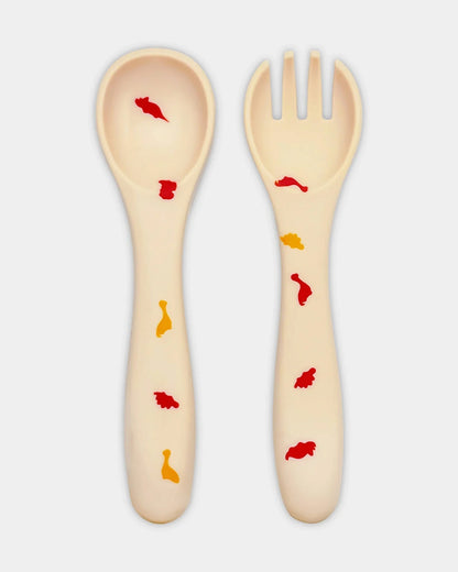 Mi Arcus Dinomite Silicone-Meal Set-Dinnerware Set-Pack of 5-Multicolor-6 to 48M