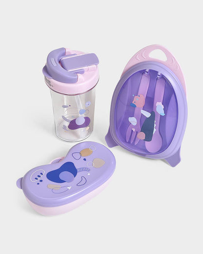 Mi Arcus Bloom Jolly Food Box & Water Bottle Set-Purple-Meal Set-Pack of 5-6M+