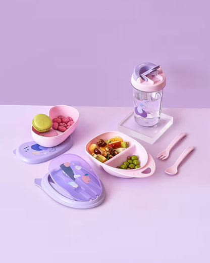 Mi Arcus Bloom Jolly Food Box & Water Bottle Set-Purple-Meal Set-Pack of 5-6M+