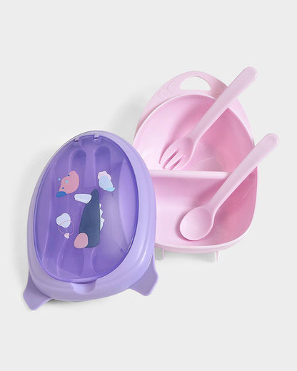 Mi Arcus Bloom Jolly Food Box & Water Bottle Set-Purple-Meal Set-Pack of 5-6M+