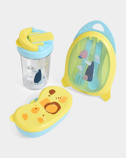 Mi Arcus Bloom Jolly Food Box & Water Bottle Set-Yellow-Meal Set-Pack of 5-6M+