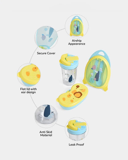 Mi Arcus Bloom Jolly Food Box & Water Bottle Set-Yellow-Meal Set-Pack of 5-6M+