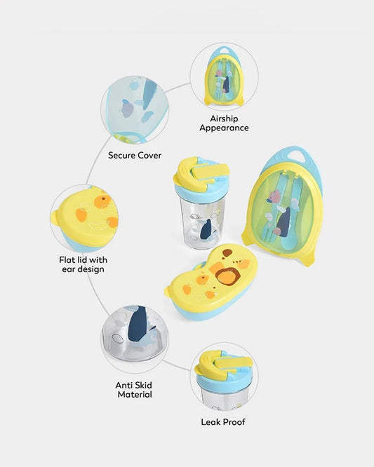 Mi Arcus Bloom Jolly Food Box & Water Bottle Set-Yellow-Meal Set-Pack of 5-6M+