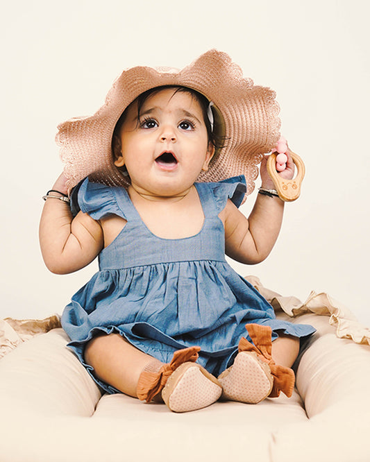 Lille Barn Blue Top & Shorts Set-Solid-Organic Cotton-For Infants
