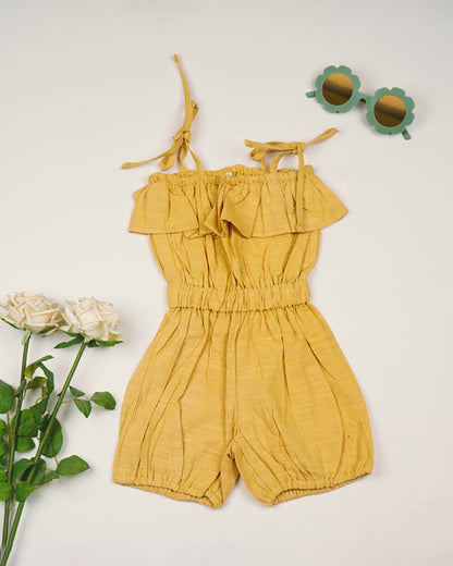 Lille Barn Yellow Jumpsuit-Solid-Organic Cotton-For Infants