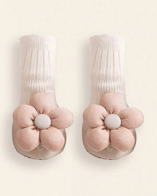 Lille Barn Off White Flora Socks-Solid-Cotton-For Infants