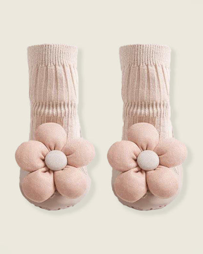 Lille Barn Beige Flora Socks-Solid-Cotton-For Infants