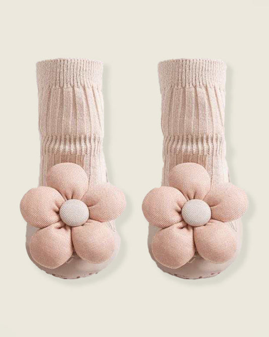 Lille Barn Beige Flora Socks-Solid-Cotton-For Infants