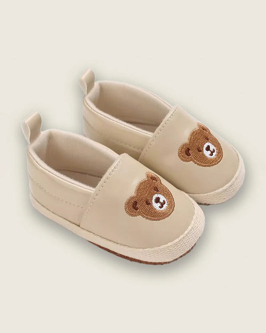 Lille Barn Beige Teddy Embroidered Slip On Shoes-For Infants