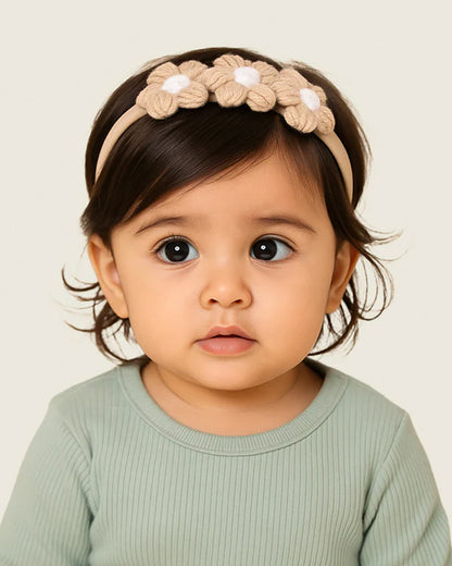 Lille Barn Beige Flora Headband-Solid-Cotton-For Infants