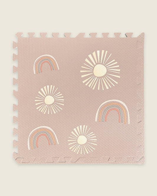 Lille Barn Cheerful Rainbow Playmat-Includes 6 Waterproof EVA Foam Tiles-0M+