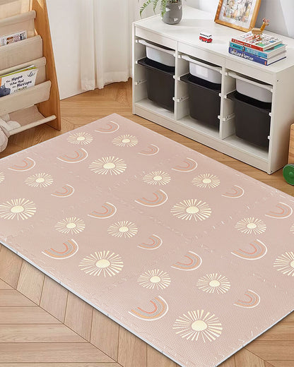 Lille Barn Cheerful Rainbow Playmat-Includes 6 Waterproof EVA Foam Tiles-0M+