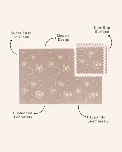 Lille Barn Cheerful Rainbow Playmat-Includes 6 Waterproof EVA Foam Tiles-0M+