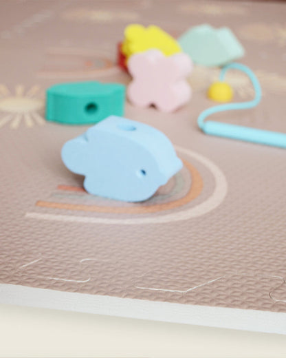 Lille Barn Cheerful Rainbow Playmat-Includes 6 Waterproof EVA Foam Tiles-0M+