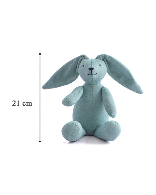 Pluchi Rabbit Dull Blue 100% Cotton Knitted Soft Toy-Promotes Tactile Stimulation-Plush Cuddly Toy For Newborn
