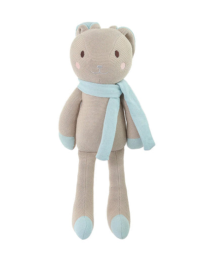Pluchi Berry Bunny Baby Blue Cotton Knitted Soft Toy-Promotes Visual Stimulation-Plush Cuddly Toy For Newborn