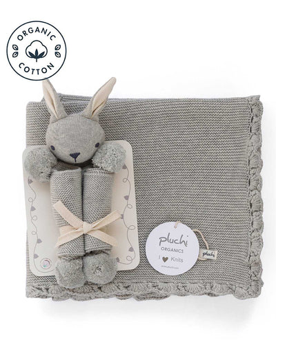 Pluchi Rabbit Vanilla Grey Gift Bundle-Pack of 2-Gift For Baby Shower & Baby Birthday