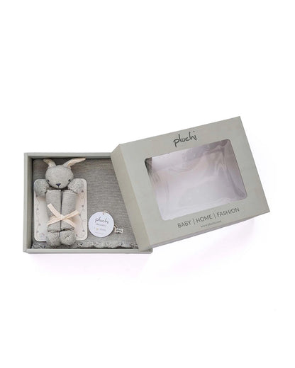 Pluchi Rabbit Vanilla Grey Gift Bundle-Pack of 2-Gift For Baby Shower & Baby Birthday