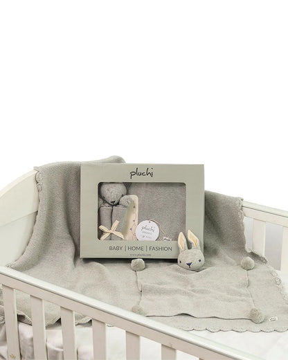Pluchi Rabbit Vanilla Grey Gift Bundle-Pack of 2-Gift For Baby Shower & Baby Birthday
