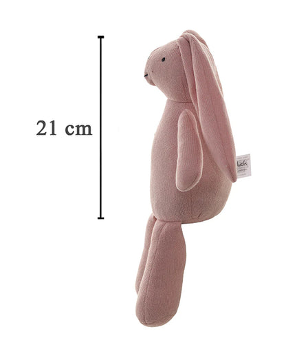 Pluchi Rabbit Blossom Pink 100% Cotton Knitted Soft Toy-Promotes Tactile Stimulation-Plush Cuddly Toy For Newborn
