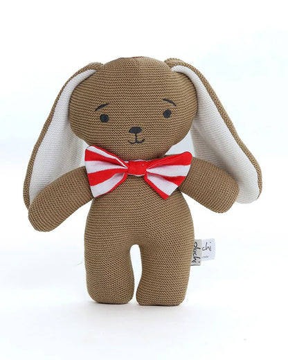 Pluchi Mr. Bunny Rabbit Natural Light Brown Cotton Knitted Soft Toy-Promotes Tactile Stimulation-Plush Cuddly Toy For Newborn