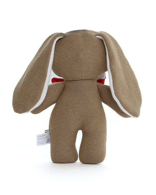 Pluchi Mr. Bunny Rabbit Natural Light Brown Cotton Knitted Soft Toy-Promotes Tactile Stimulation-Plush Cuddly Toy For Newborn