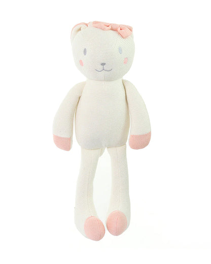 Pluchi Berry Bunny Baby Pink Cotton Knitted Soft Toy-Promotes Tactile Stimulation-Plush Cuddly Toy For Newborn