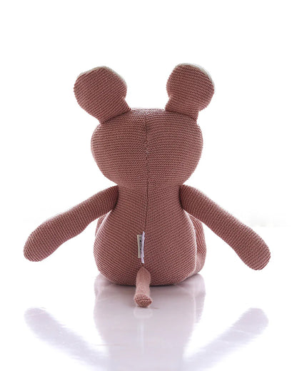 Pluchi Jerry Mouse Blush Pink Cotton Knitted Soft Toy-Promotes Visual Stimulation-Plush Cuddly Toy For Newborn