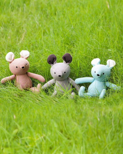 Pluchi Jerry Mouse Blush Pink Cotton Knitted Soft Toy-Promotes Visual Stimulation-Plush Cuddly Toy For Newborn