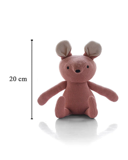 Pluchi Jerry Mouse Blush Pink Cotton Knitted Soft Toy-Promotes Visual Stimulation-Plush Cuddly Toy For Newborn