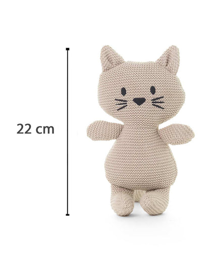 Pluchi Kitty Cat Pale Whisper Cotton Knitted Soft Toy-Promotes Tactile Stimulation-Plush Cuddly Toy For Newborn