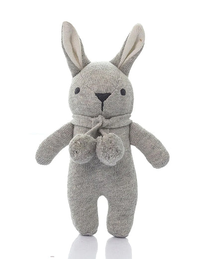 Pluchi Toto Bear Grey-Cotton Knitted Plush Rattle Soft Toy-Promotes Tactile Stimulation-Plush Cuddly Toy For Newborn