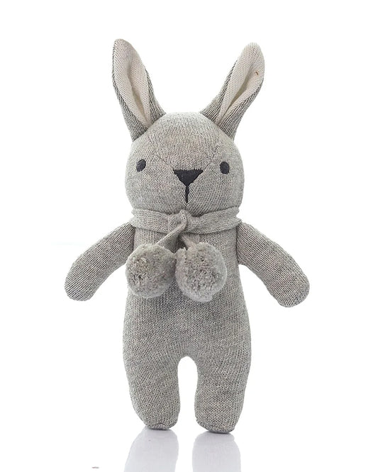 Pluchi Toto Bear Grey-Cotton Knitted Plush Rattle Soft Toy-Promotes Tactile Stimulation-Plush Cuddly Toy For Newborn