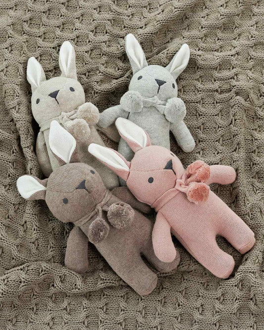 Pluchi Toto Bear Grey-Cotton Knitted Plush Rattle Soft Toy-Promotes Tactile Stimulation-Plush Cuddly Toy For Newborn