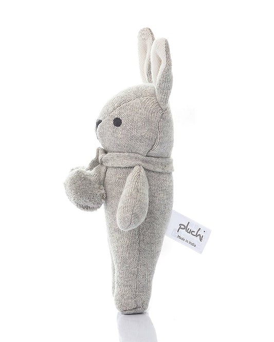 Pluchi Toto Bear Grey-Cotton Knitted Plush Rattle Soft Toy-Promotes Tactile Stimulation-Plush Cuddly Toy For Newborn