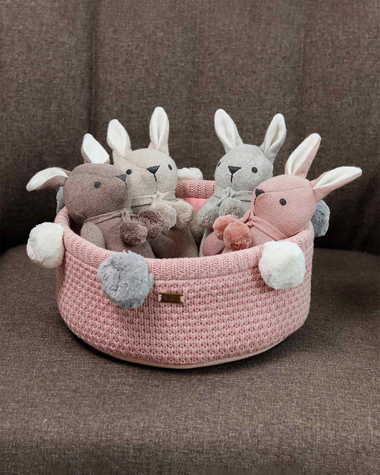 Pluchi Toto Bear Grey-Cotton Knitted Plush Rattle Soft Toy-Promotes Tactile Stimulation-Plush Cuddly Toy For Newborn