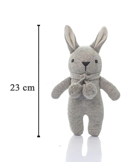 Pluchi Toto Bear Grey-Cotton Knitted Plush Rattle Soft Toy-Promotes Tactile Stimulation-Plush Cuddly Toy For Newborn