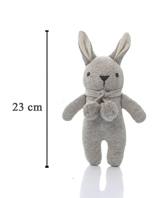 Pluchi Toto Bear Grey-Cotton Knitted Plush Rattle Soft Toy-Promotes Tactile Stimulation-Plush Cuddly Toy For Newborn