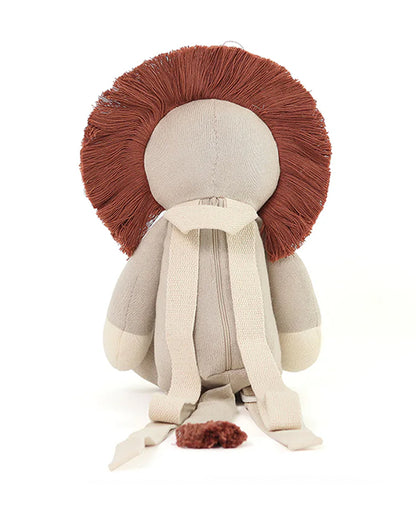 Pluchi Simba Backpack-Soft Knitted Cotton Bag-with Adjustable Straps-Oat & Natural-For Toddlers