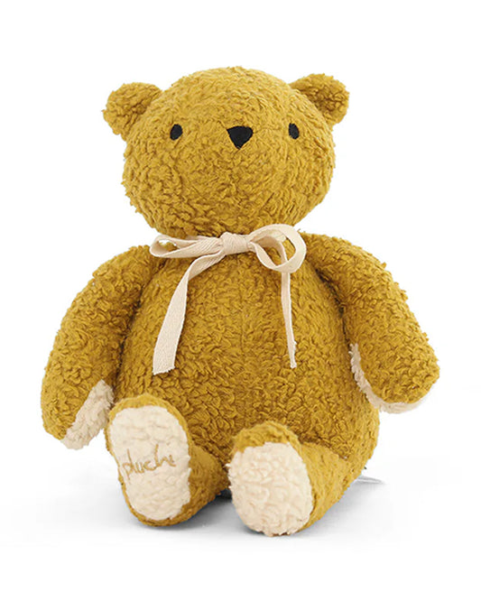 Pluchi Mr. Fluff Honey Gold Cotton Knitted Soft Toy-Promotes Tactile Stimulation-Plush Cuddly Toy For Newborn