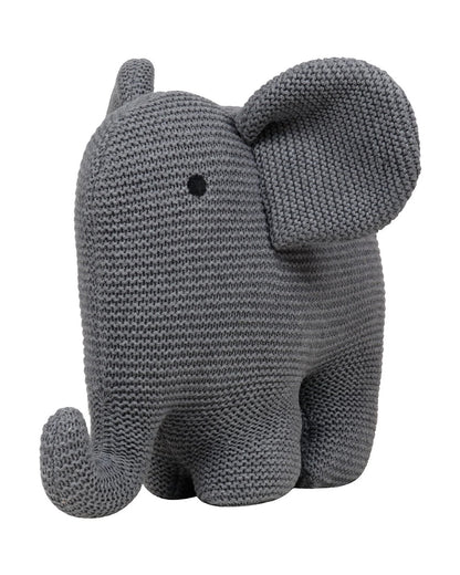 Pluchi Elephant Grey 100% Cotton Knitted Soft Toy-Promotes Tactile Stimulation-Plush Cuddly Toy For Newborn