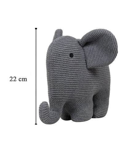 Pluchi Elephant Grey 100% Cotton Knitted Soft Toy-Promotes Tactile Stimulation-Plush Cuddly Toy For Newborn