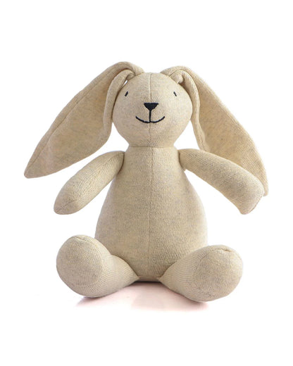 Pluchi Rabbit Natural Melange-100% Cotton Knitted Soft Toy-Promotes Tactile Stimulation-Plush Cuddly Toy For Newborn