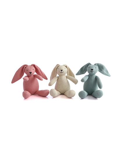Pluchi Rabbit Natural Melange-100% Cotton Knitted Soft Toy-Promotes Tactile Stimulation-Plush Cuddly Toy For Newborn